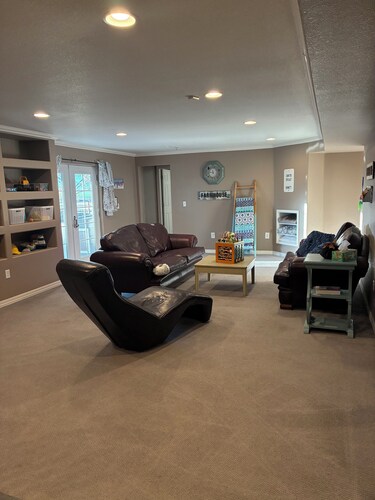 Family farm stay in a walkout basement