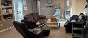 Family farm stay in a walkout basement