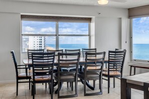 Dining - Direct Oceanfront Corner Condo, Family-Friendly with Beachfront Pool and Garage Parking (Ormond Beach)