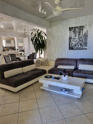 Älytelevisio, DVD-soitin, kirjoja, stereot