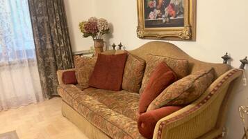 Smart TV, fireplace, DVD player, books