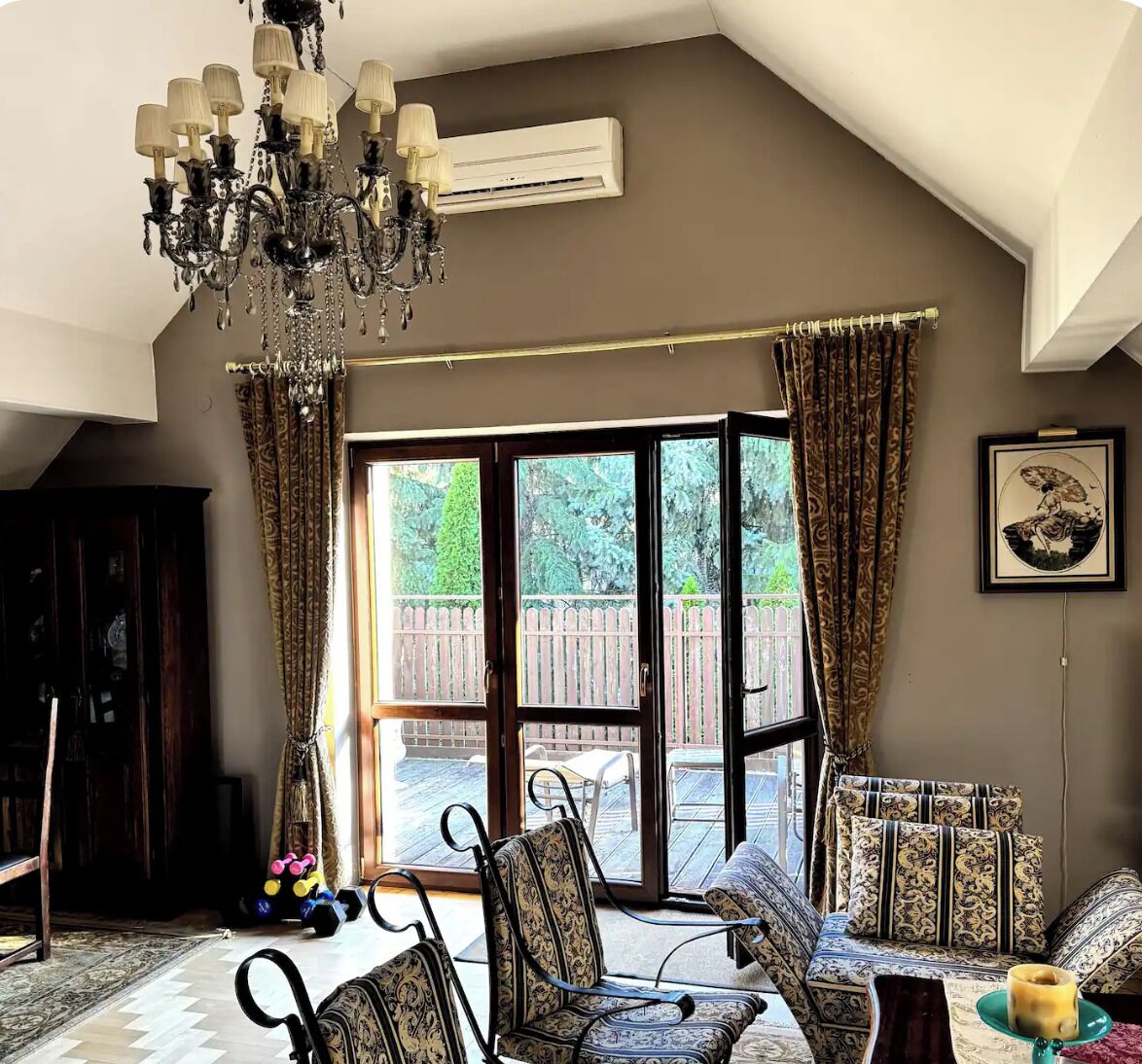 Smart TV, fireplace, DVD player, books