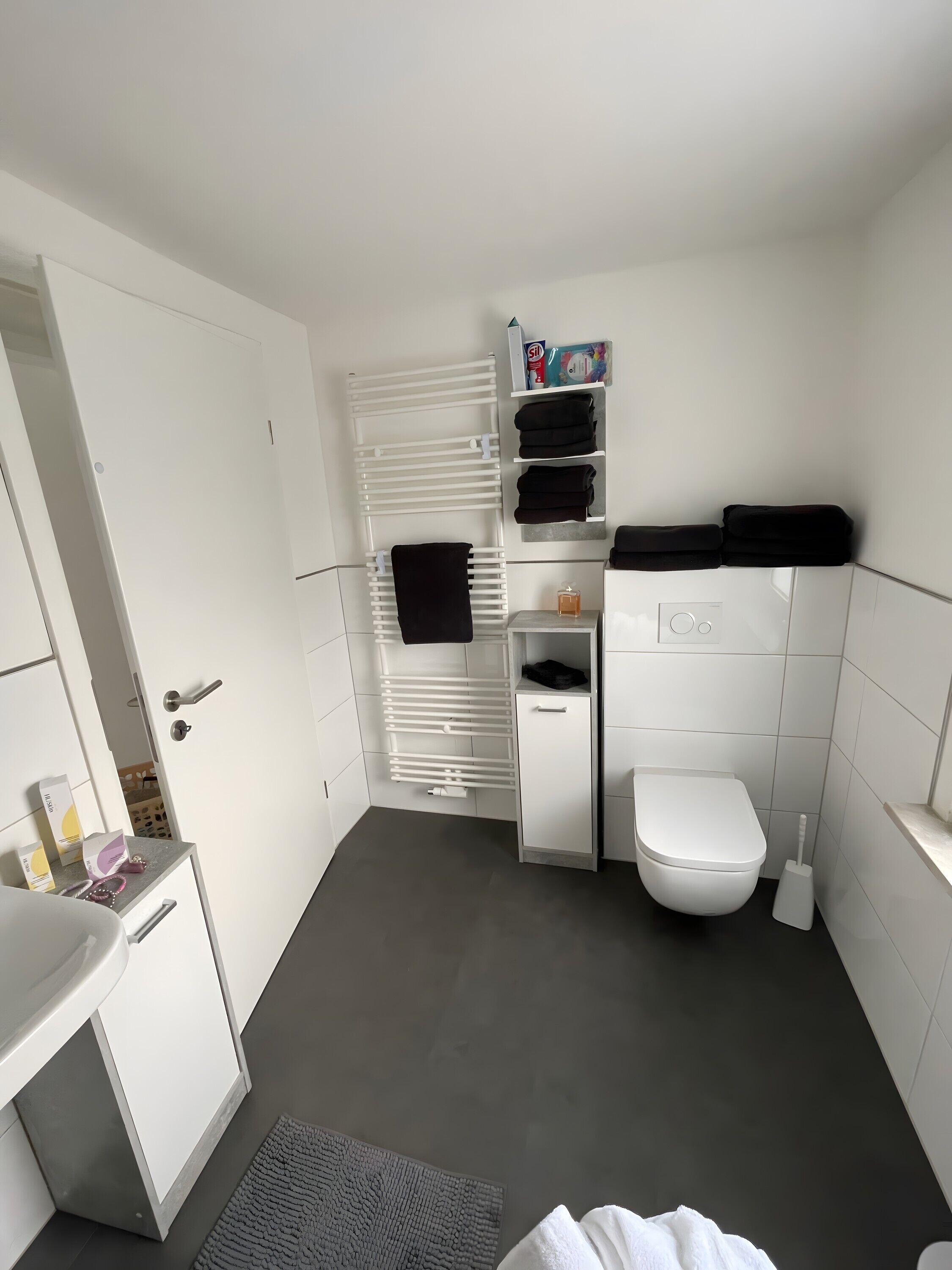 Douche, sèche-cheveux, serviettes fournies