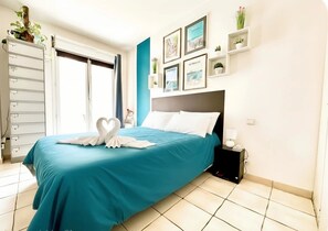 Iron/ironing board, WiFi, bed sheets - Le Cosy Canet - studio for 2, air conditioning & beach 30m away (Canet-en-Roussillon)