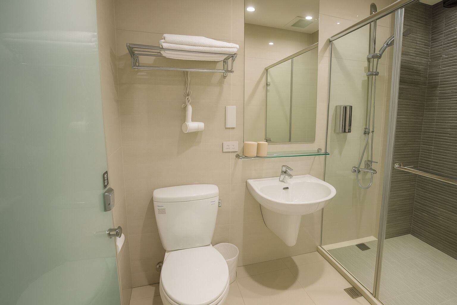 Standard Quadruple Room, Non Smoking, Pets Not Allowed | Bathroom | Hair dryer, towels, shampoo, toilet paper