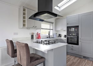 Fridge, oven, stovetop, toaster - 2 bedroom accommodation in Old Langho, Ribble Valley (Old Langho, Ribble Valley)