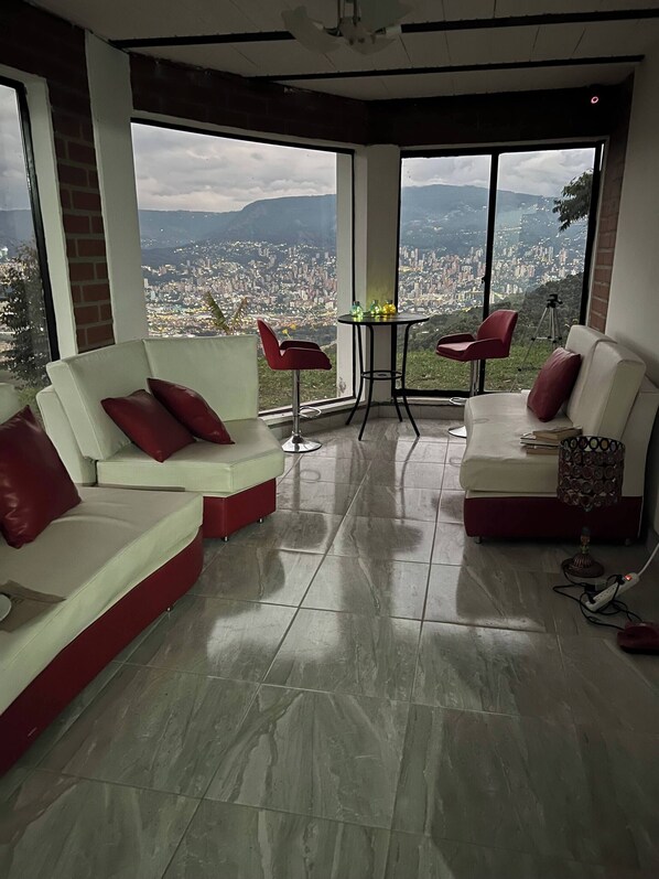 Villa, 5 Bedrooms, Smoking, Private Pool | Living room - Villa With Spectacular Medellin View With Pool and Mini Basket-futbol Field (Medellín)