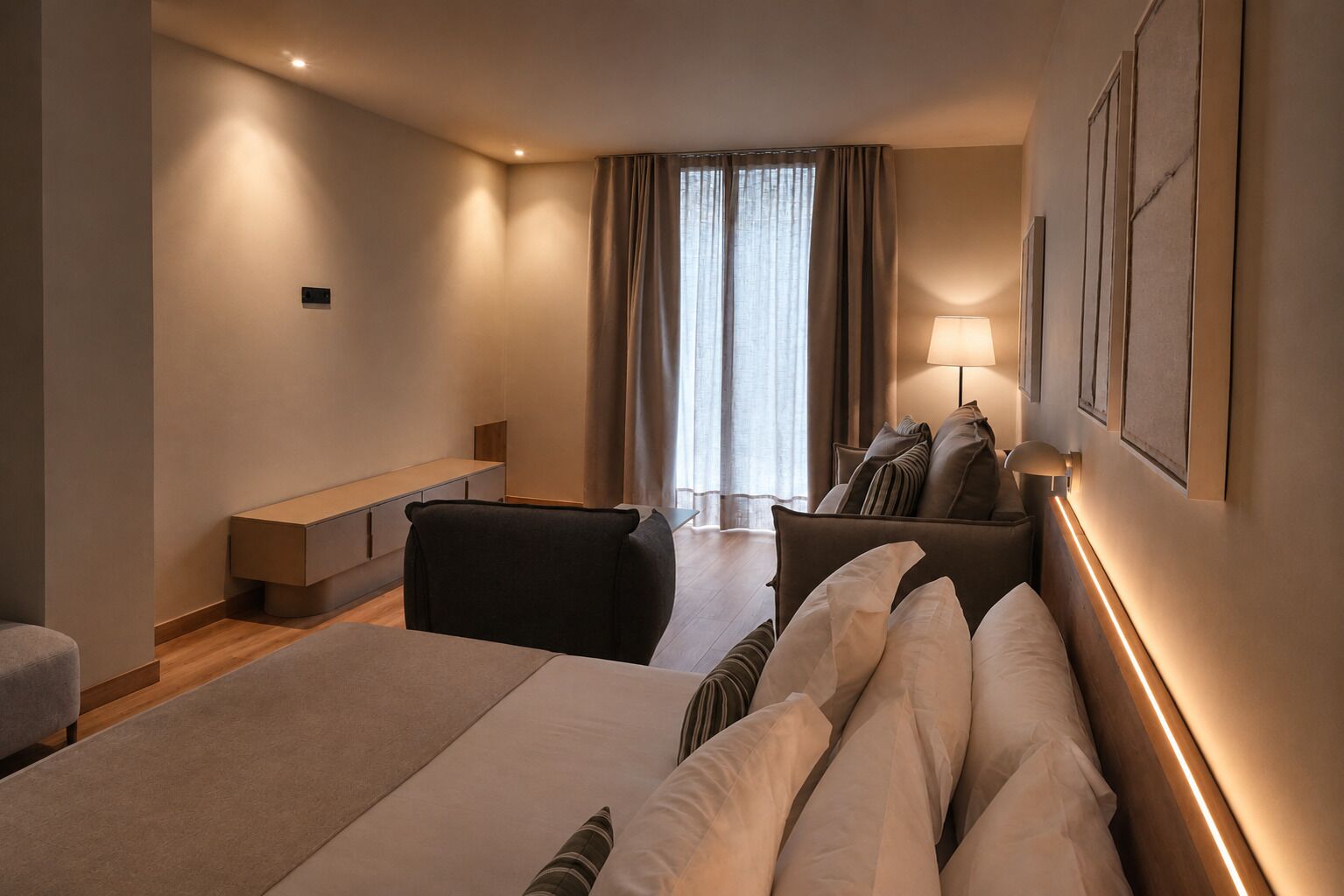 In-room safe, desk, laptop workspace, blackout curtains