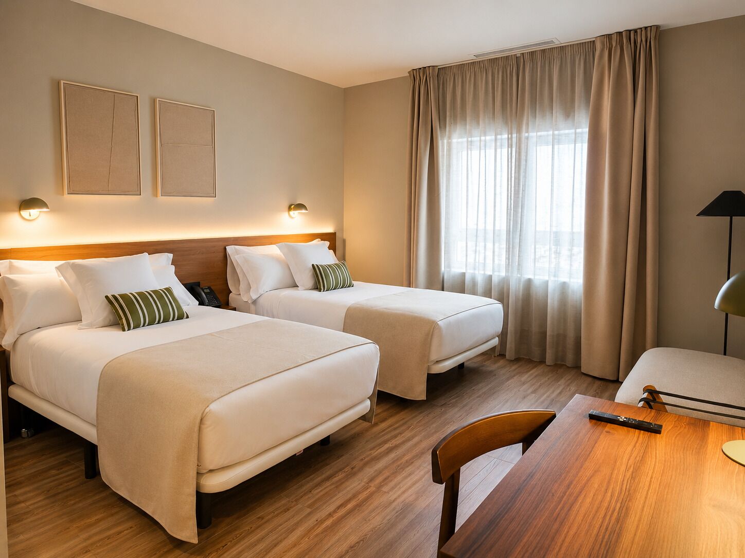 In-room safe, desk, laptop workspace, blackout curtains