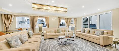 Leilighet – design, byutsikt | Oppholdsområde