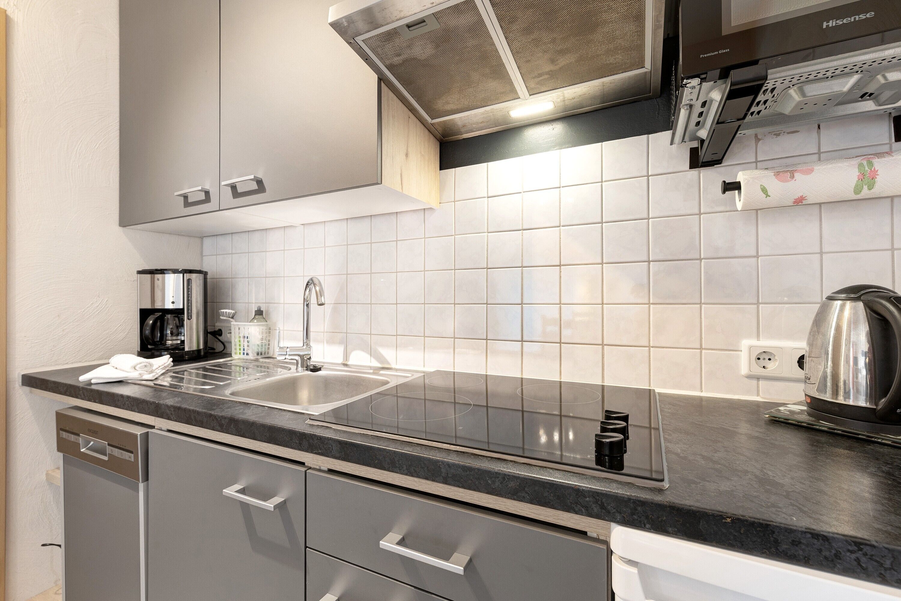 Kühlschrank, Mikrowelle, Herdplatte, Geschirrspüler