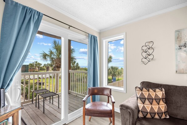TV, DVD player - Windy Village Getaway-Oceanfront-Sleep6-2br/2ba-Full Kitchen-Pool-Free Parking (North Myrtle Beach)