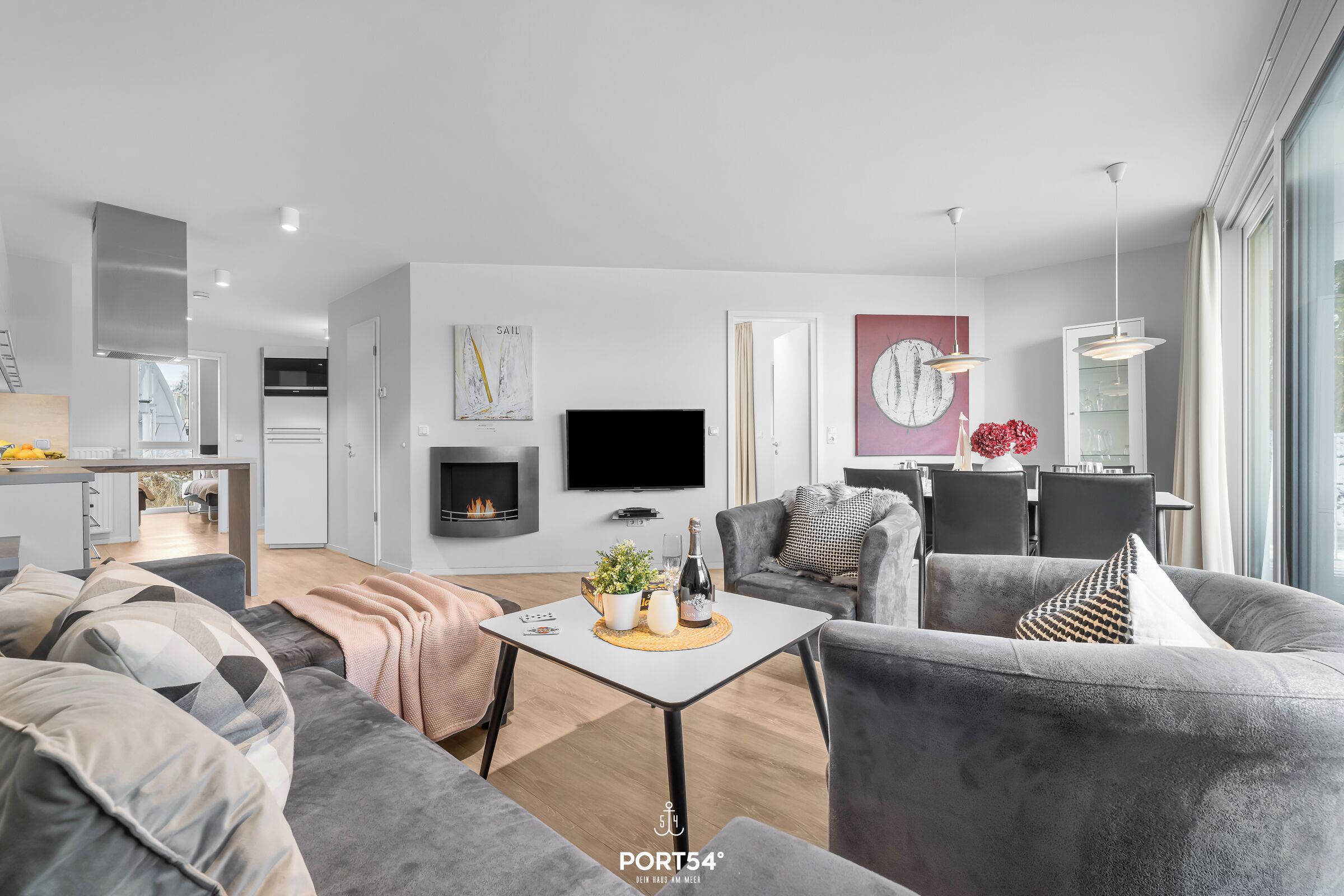 TV, fireplace, DVD player, stereo