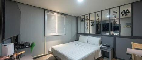 Blackout curtains, free WiFi, bed sheets, wheelchair access