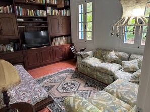 Fireplace, books