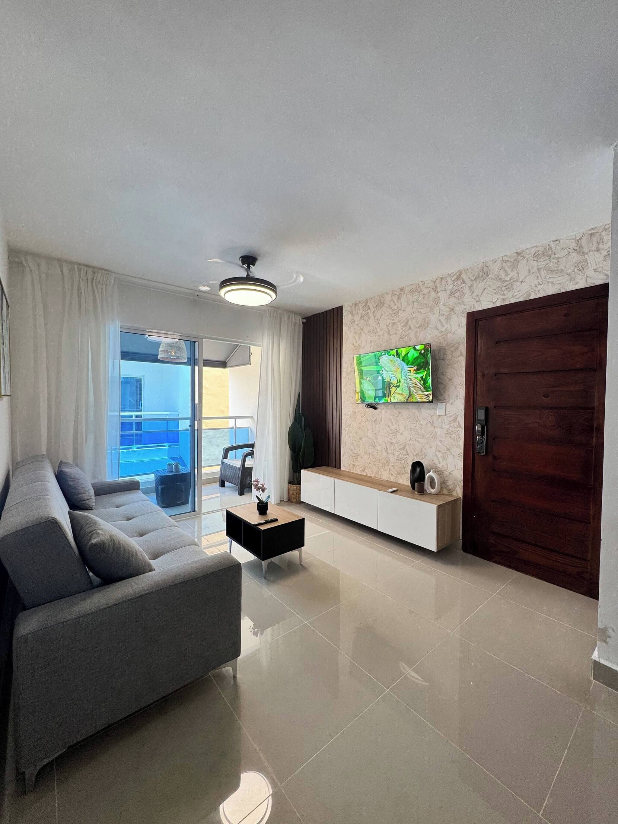 Apartamento, 2 quartos, vista para o jardim | Sala de estar