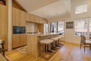 Fridge, microwave, oven, stovetop - Luxury Downtown Home by InvitedHome | Bluegrass Fest, Walk to Town, Balcony (Telluride)