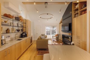 TV, fireplace - Luxury Downtown Home by InvitedHome | Bluegrass Fest, Walk to Town, Balcony (Telluride)