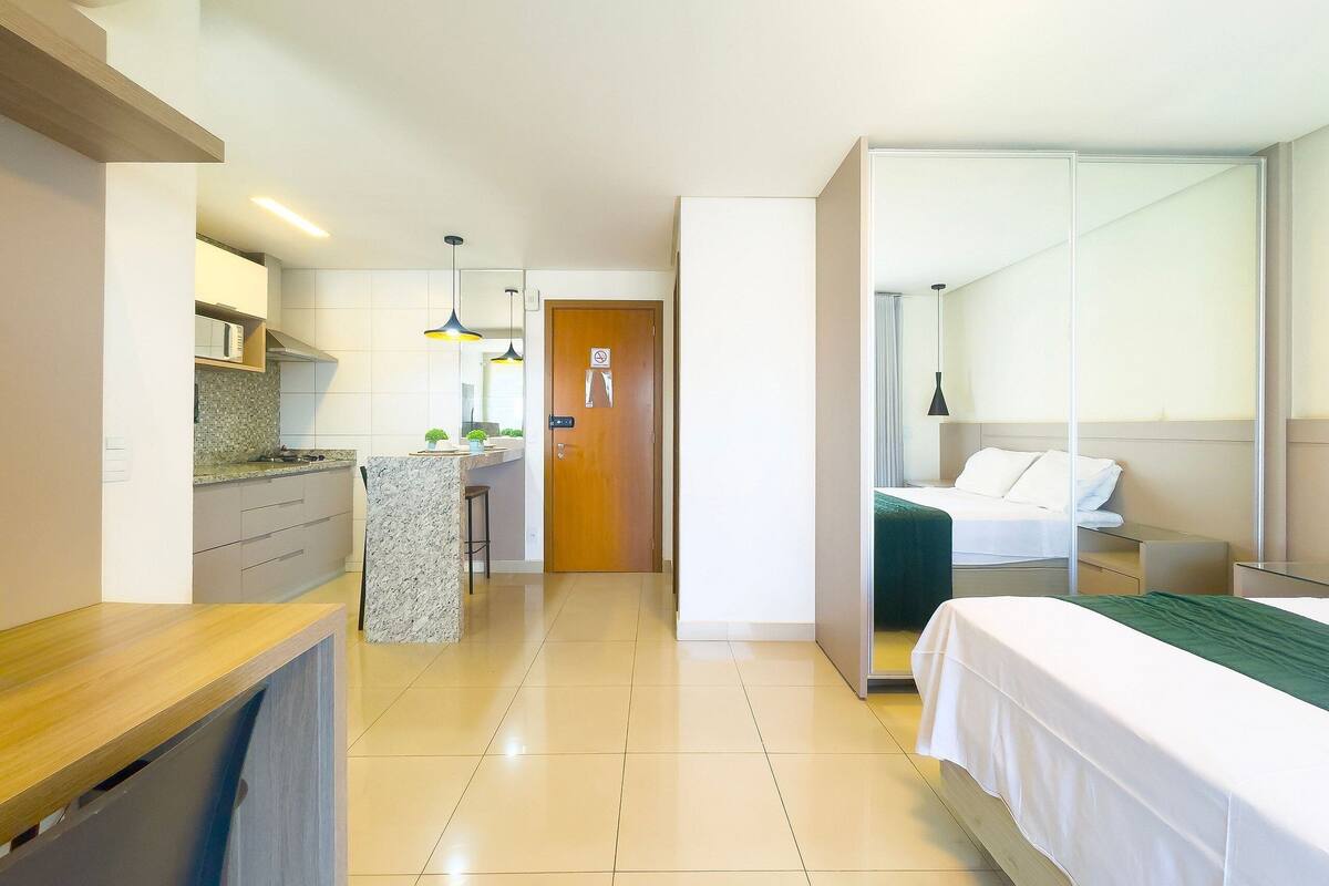 Executive Apartment | Individually furnished, desk, laptop workspace, blackout drapes