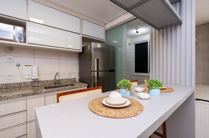 Exclusive Apartment | Private kitchen | Fridge, microwave, cookware/dishes/utensils, cleaning supplies