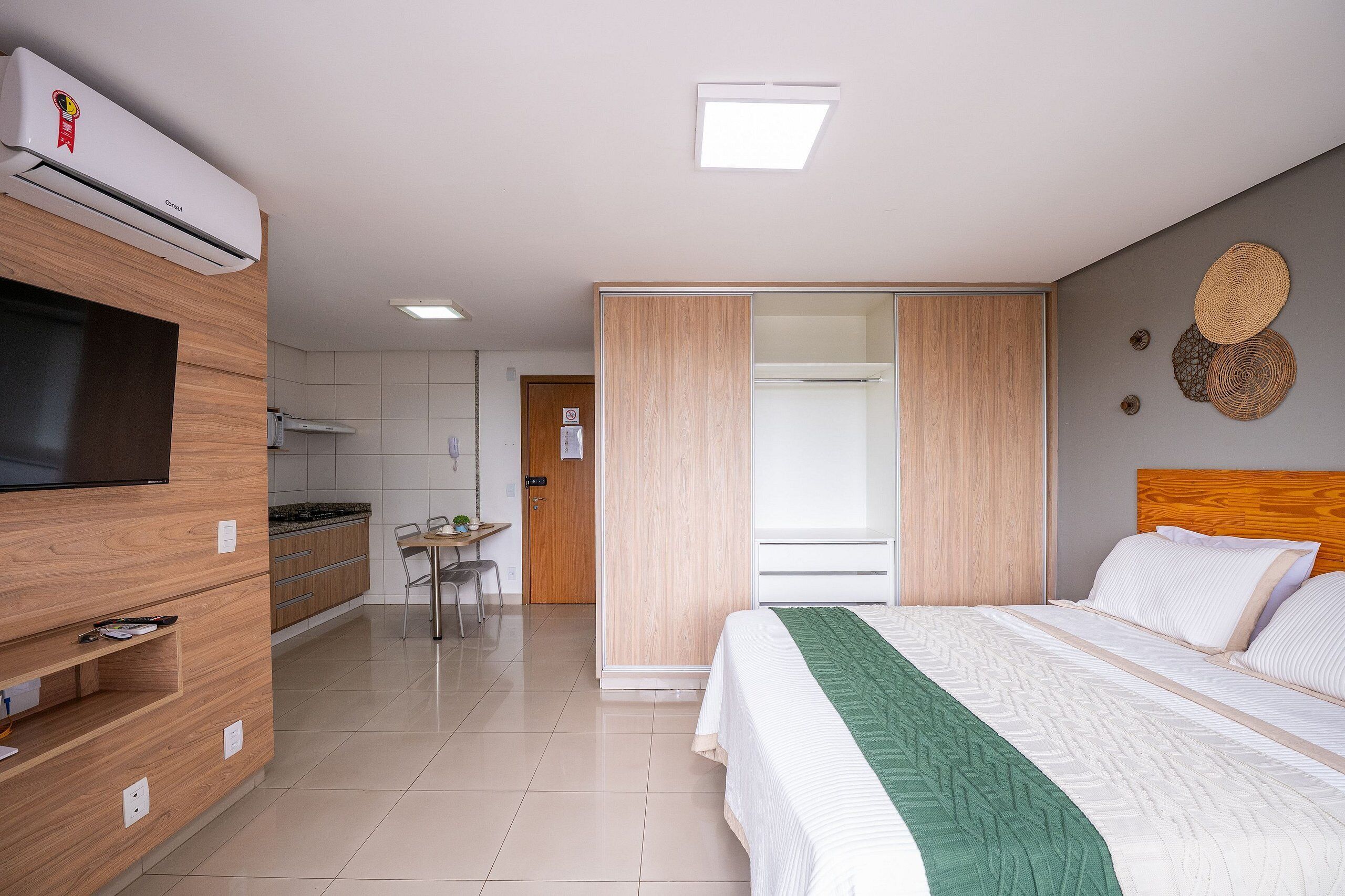 Basic Apartment | Desk, laptop workspace, blackout curtains, iron/ironing board