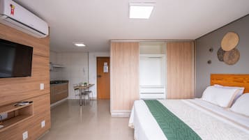 Basic Apartment | Desk, laptop workspace, blackout curtains, iron/ironing board