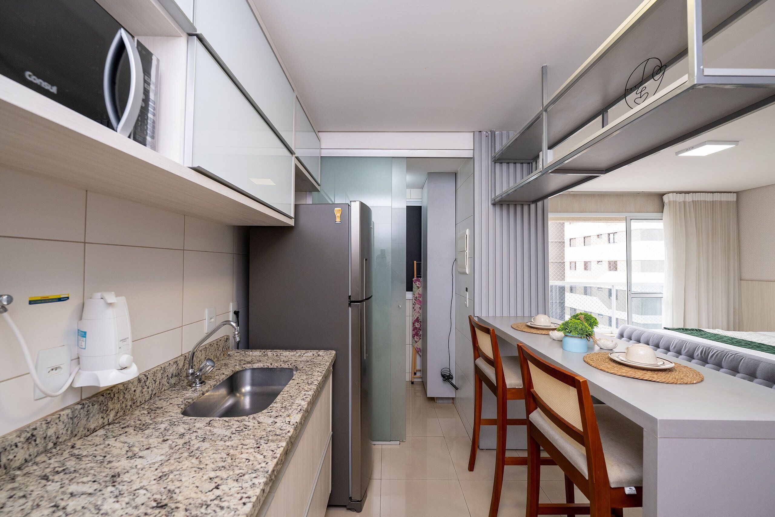 Exclusive Apartment | Private kitchen | Fridge, microwave, cookware/dishes/utensils, cleaning supplies