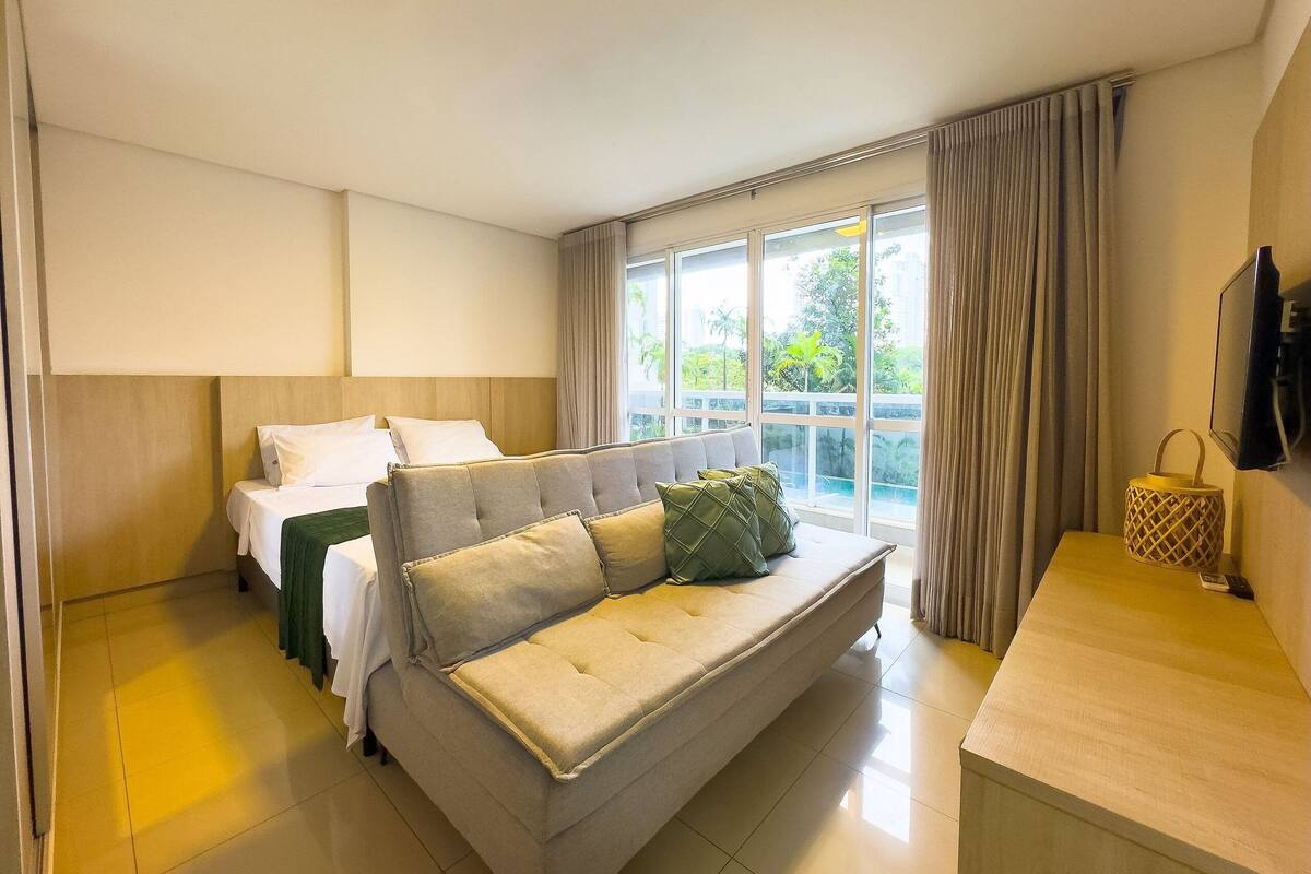 Comfort Apartment | Individually furnished, desk, laptop workspace, blackout curtains