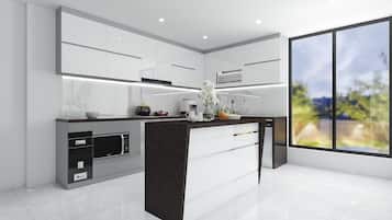 Triple Room, Balcony, City View | Private kitchen