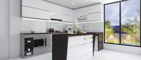 Triple Room, Balcony, City View | Private kitchen