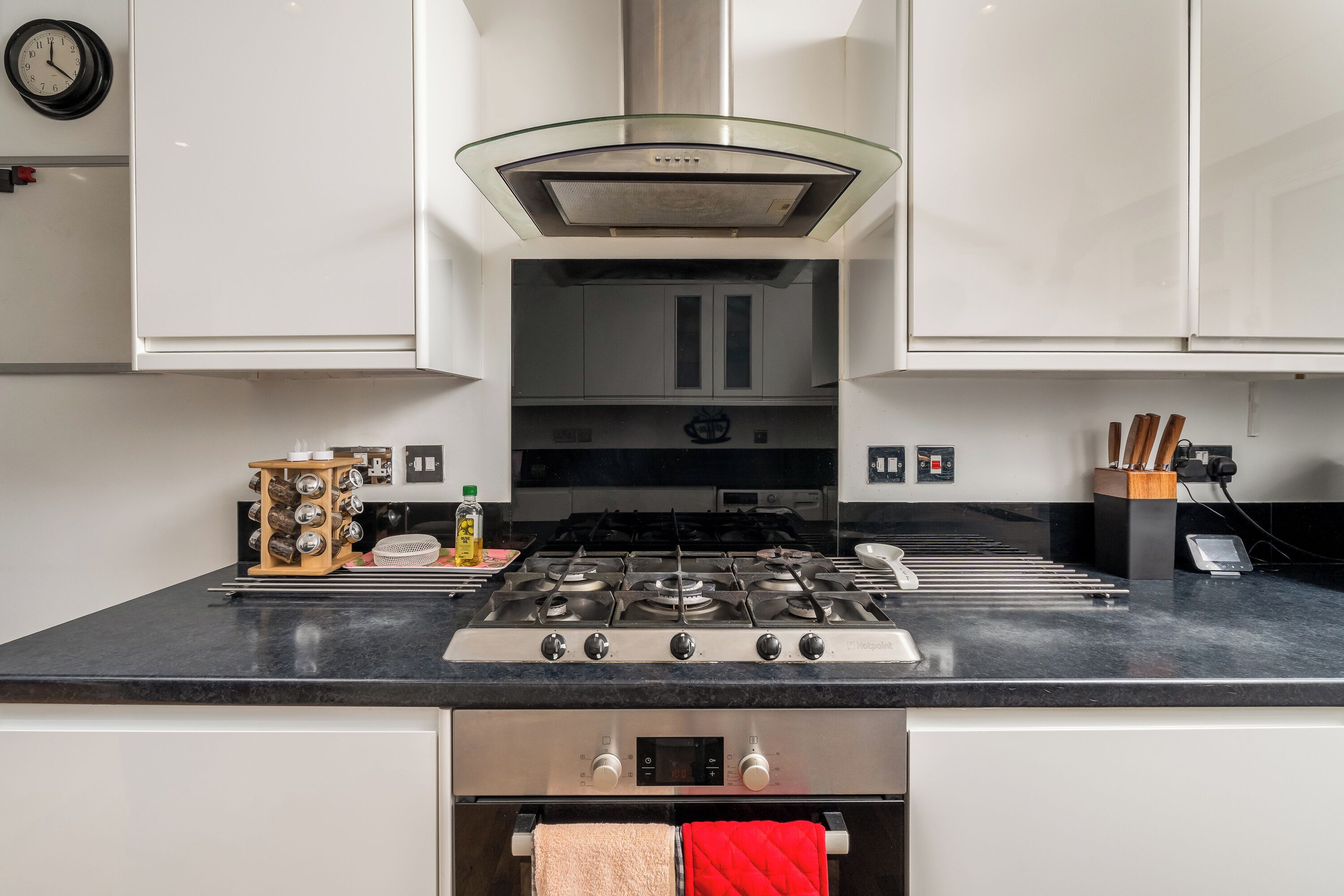 Fridge, microwave, oven, dishwasher