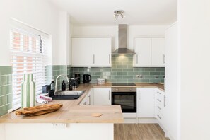 Fridge, microwave, oven, toaster