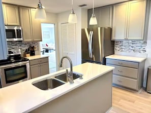 Fridge, microwave, oven, stovetop - Luxury Modern Villa - Pool & BBQ - Sleeps 12 (Tampa)
