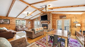 TV, fireplace - Serene Mountain Cabin | Hot Tub, 2Fireplace, Grill (Sevierville)