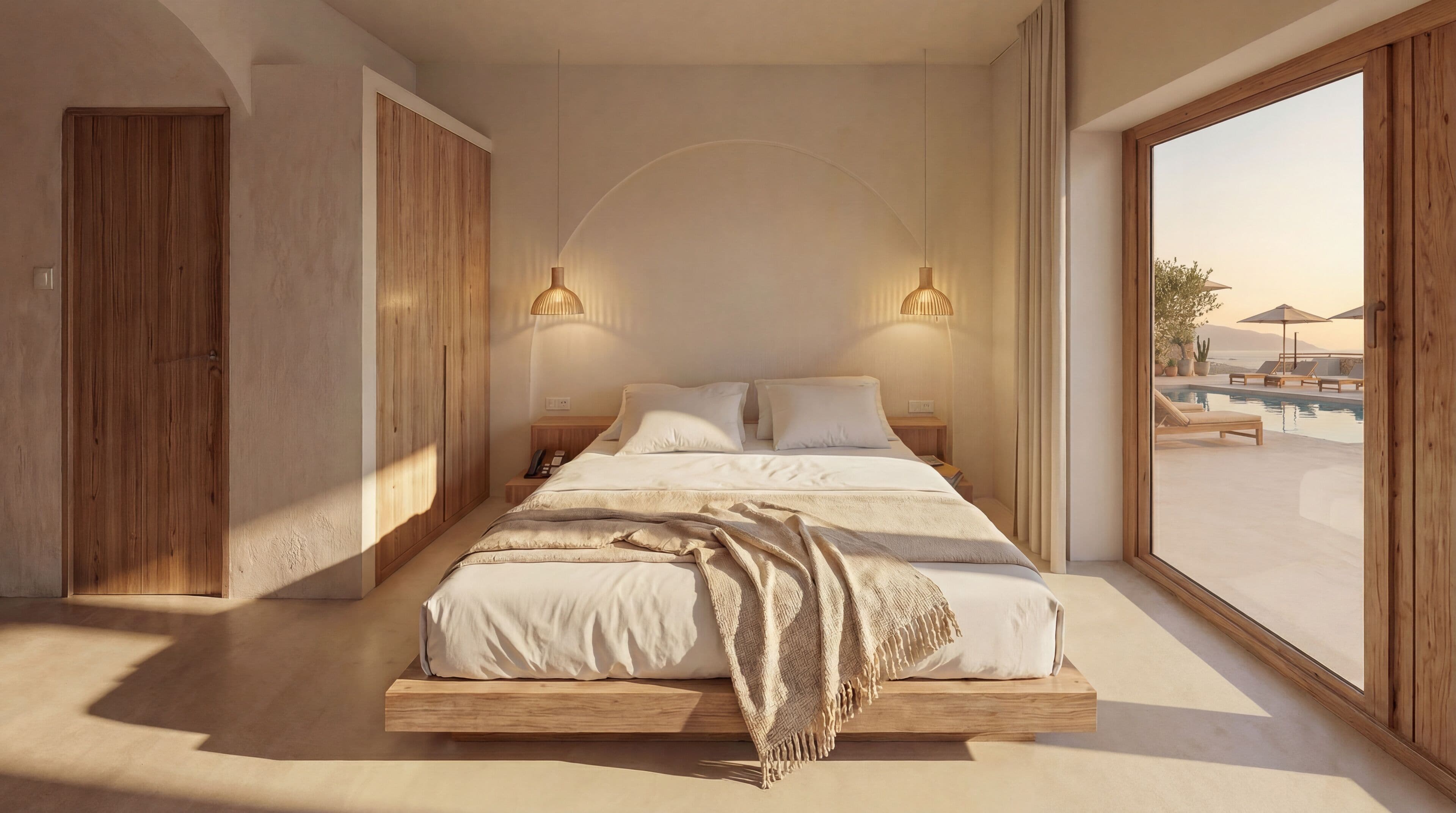 Deluxe Double or Twin Room with Pool View | Premium bedding, down comforters, pillowtop beds, minibar