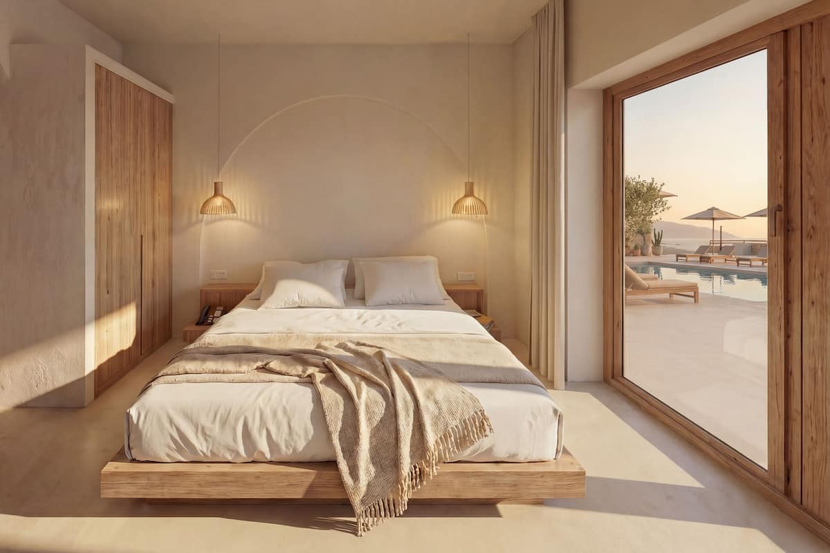 Deluxe Double or Twin Room with Pool View | Premium bedding, down comforters, pillowtop beds, minibar