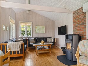 Televisión y chimenea 