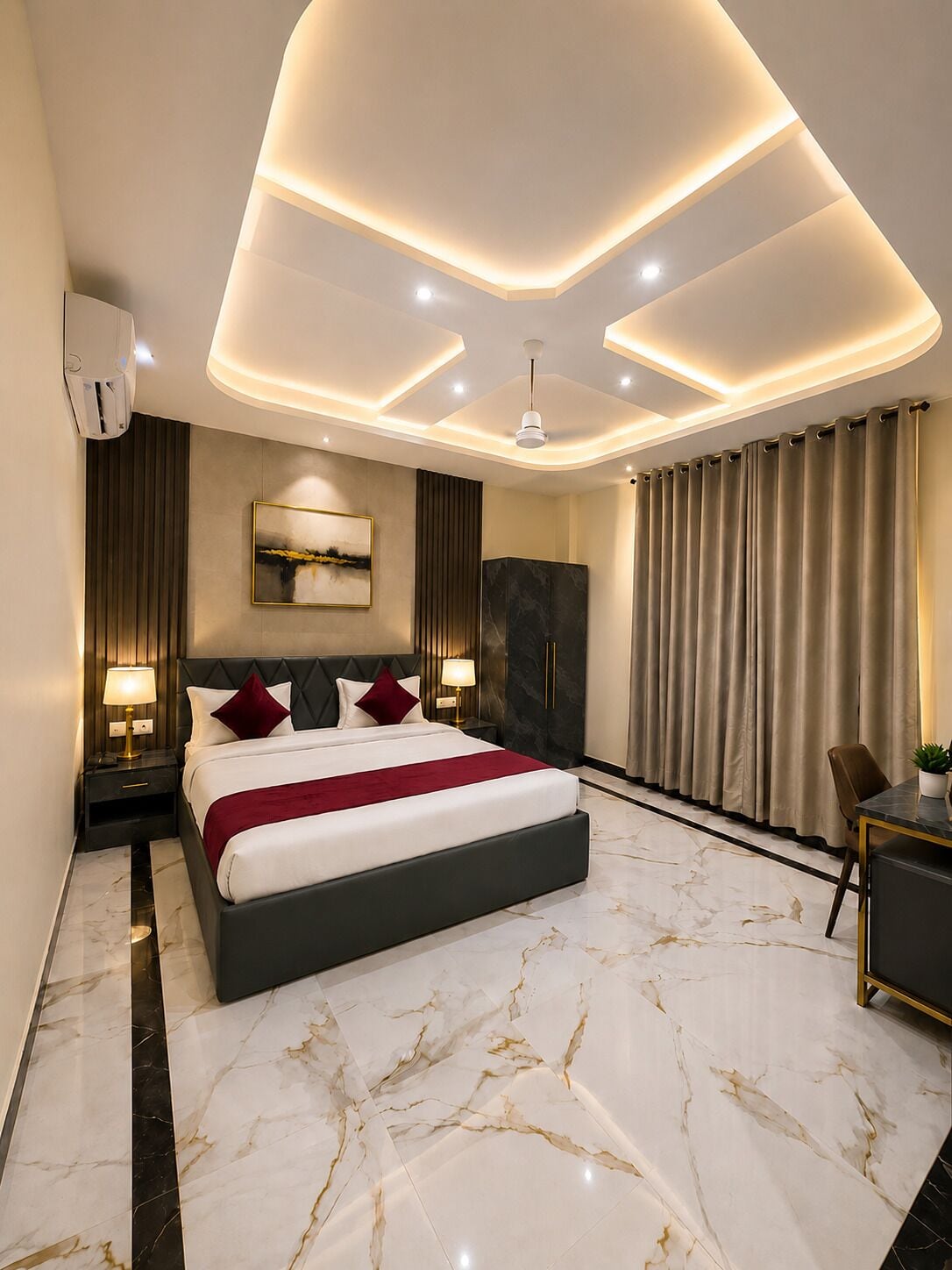 Egyptian cotton sheets, premium bedding, down duvets, desk