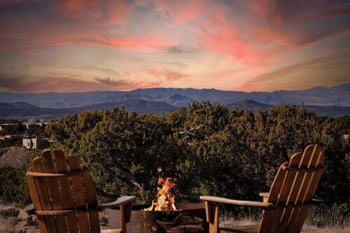Santa Fe Hacienda Style Estate | Courtyard and Fireplaces