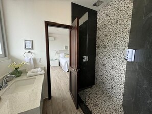Penthouse, Mountain View | Bathroom | Shower, free toiletries, hair dryer, soap