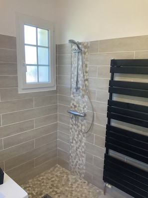 Shower, jetted bath, hair dryer, soap - Gîte des Grotteaux (Huisseau-sur-Cosson)