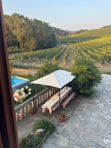  Typical Piedmont Farmhouse set amongst the vineyards with pool and roof terrace