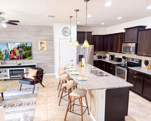 Fridge, microwave, oven, stovetop - Luxury Windsor Westside Townhome | Private Pool | Across Clubhouse | Near Disney (Kissimmee)