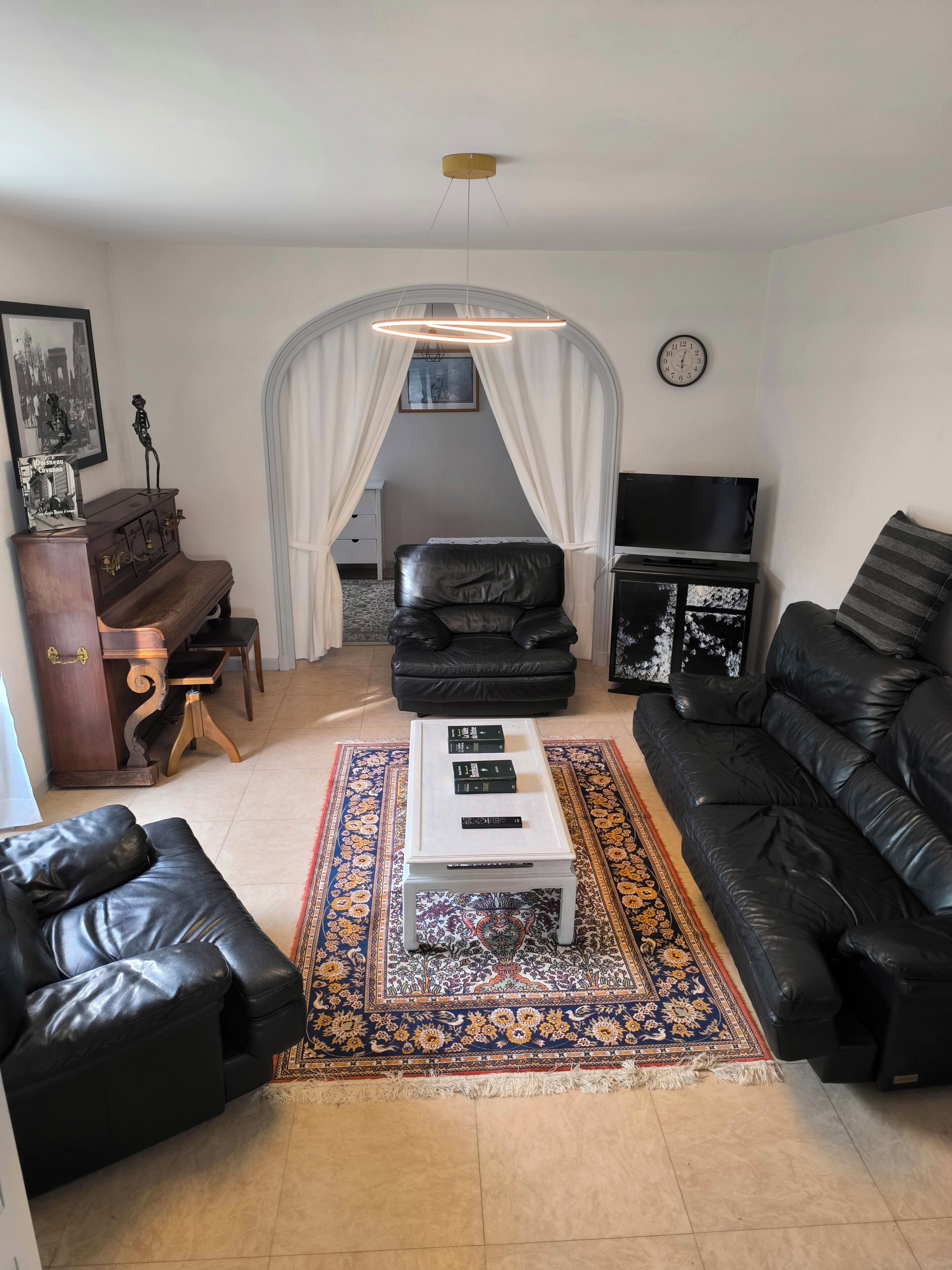 Télévision, cheminée, livres