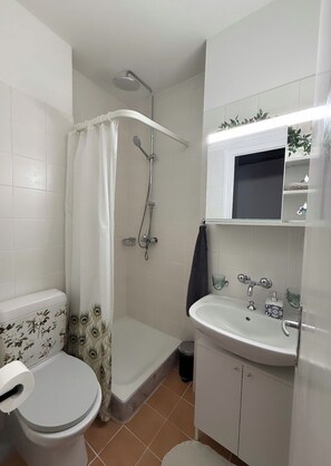 Shower, towels, toilet paper - **2 min from the Jet d'Eau | Renovated 24m² studio apartment, Geneva center **) (Genève)