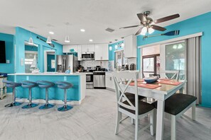 Fridge, microwave, oven, dishwasher