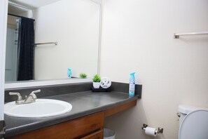 Hårføner, bidé, håndklær og såpe