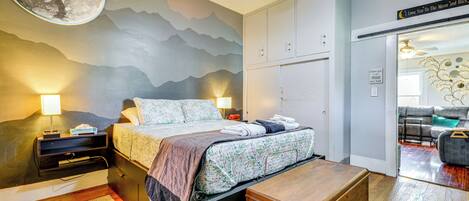 Desk, iron/ironing board, internet, bed sheets