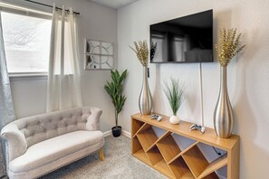 TV, fireplace, video games