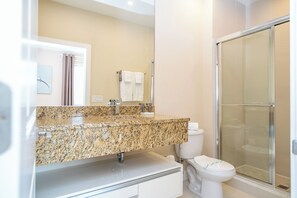 Comfort Townhome, 4 Bedrooms | Bathroom shower - Modern Magic Village Home for 8 with Grill 3131 (Kissimmee)